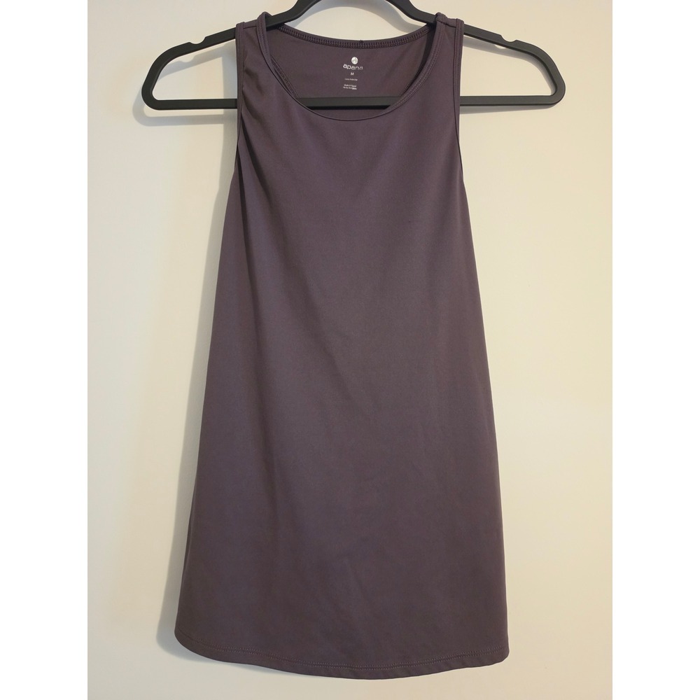 Apana Tank Top Women M Purple Polyester Racerback Ruched Activewear Gym Yoga